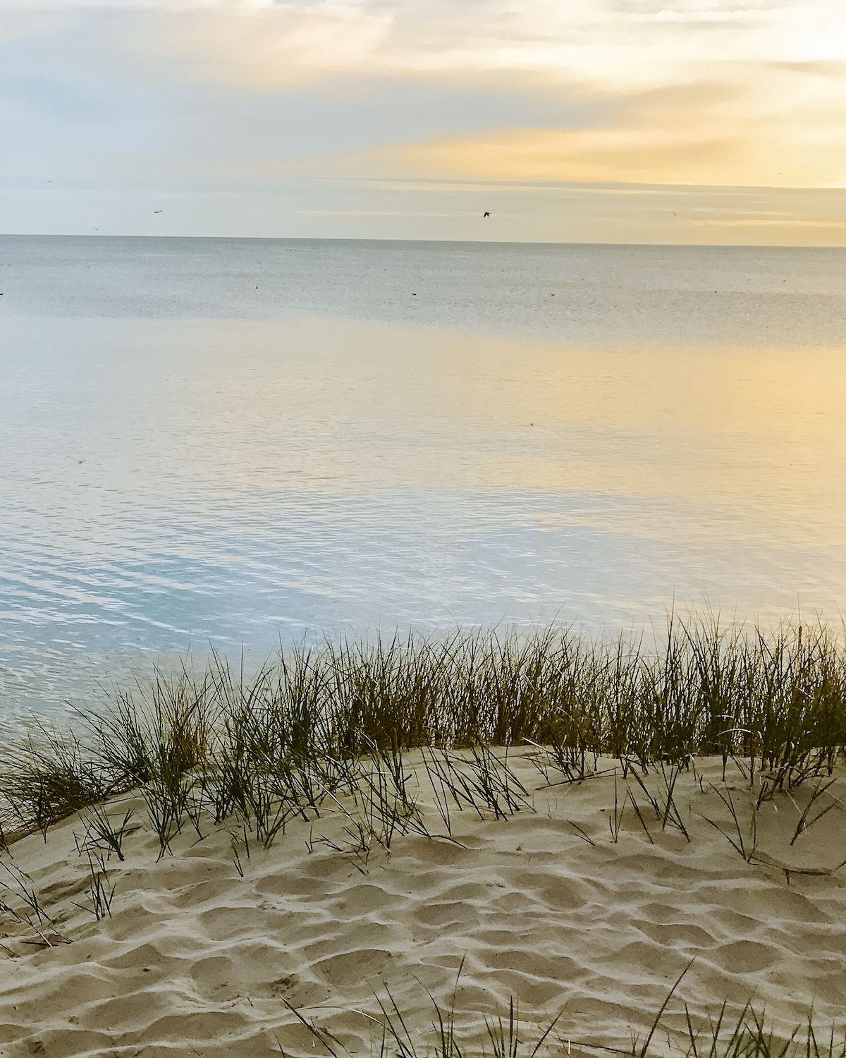 Sunset over lake and sand at Sandbanks Provincial Park