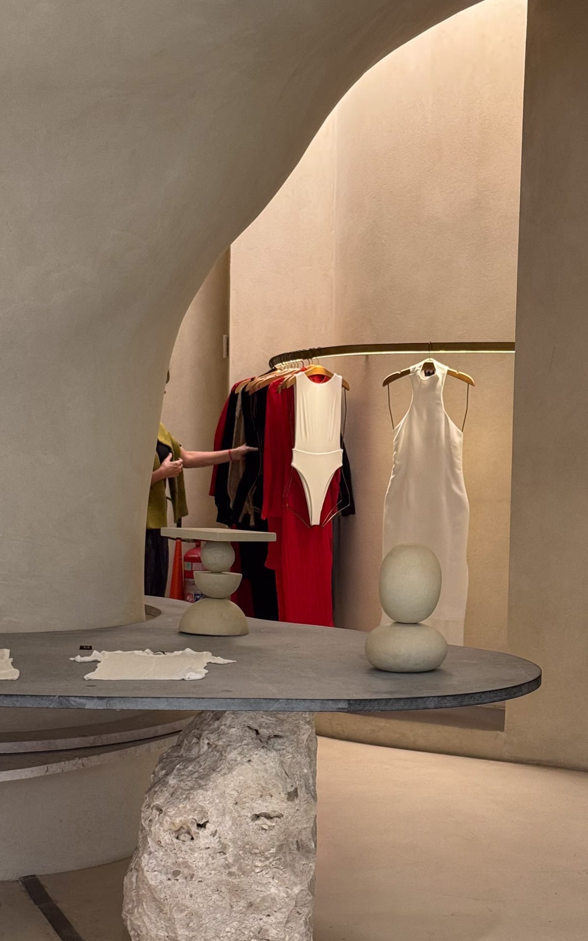 Haight, a minimalist swimwear boutique with sculptural interiors and chic swimwear on display, perfect for discovering local fashion design.