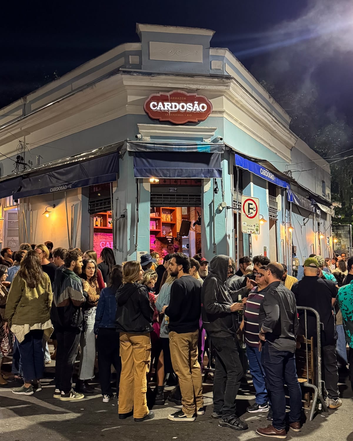 Local crowds gathered outside Armazém Cardosão bar in Rio’s Laranjeiras neighbourhood, a lively music spot.