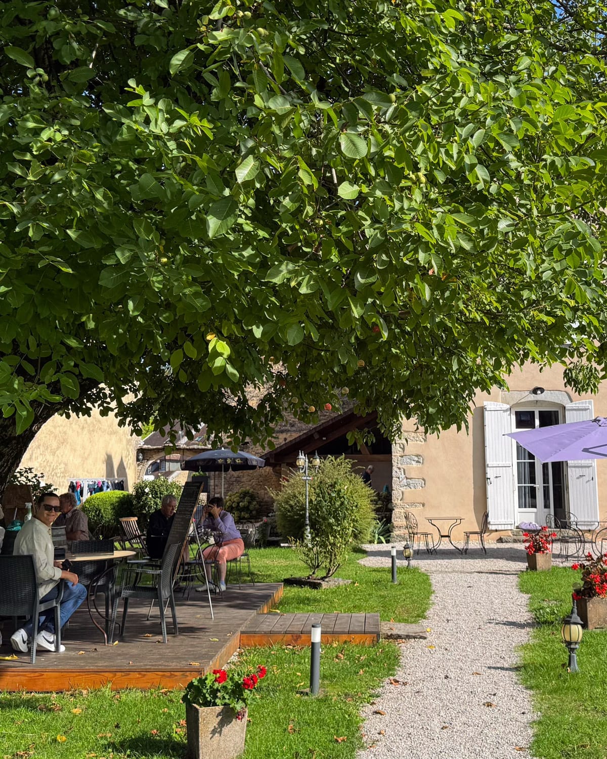 Garden terrace at La Maison d’Eusebia near Château-Chalon in the Jura.