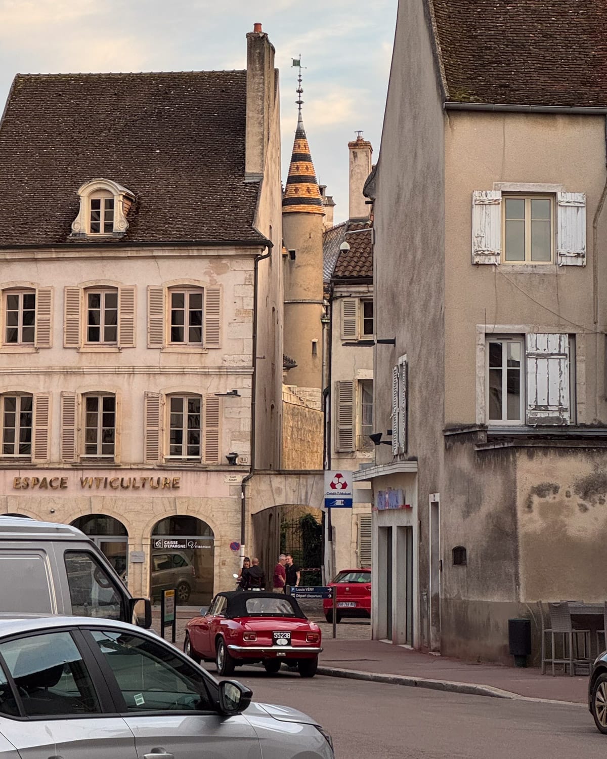Stone buildings and narrow streets in Beaune’s old town.